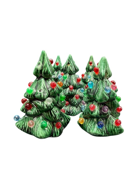 Other - Ceramic Christmas Tree Miniature Multicolor Lights Holiday Decor Set of 5